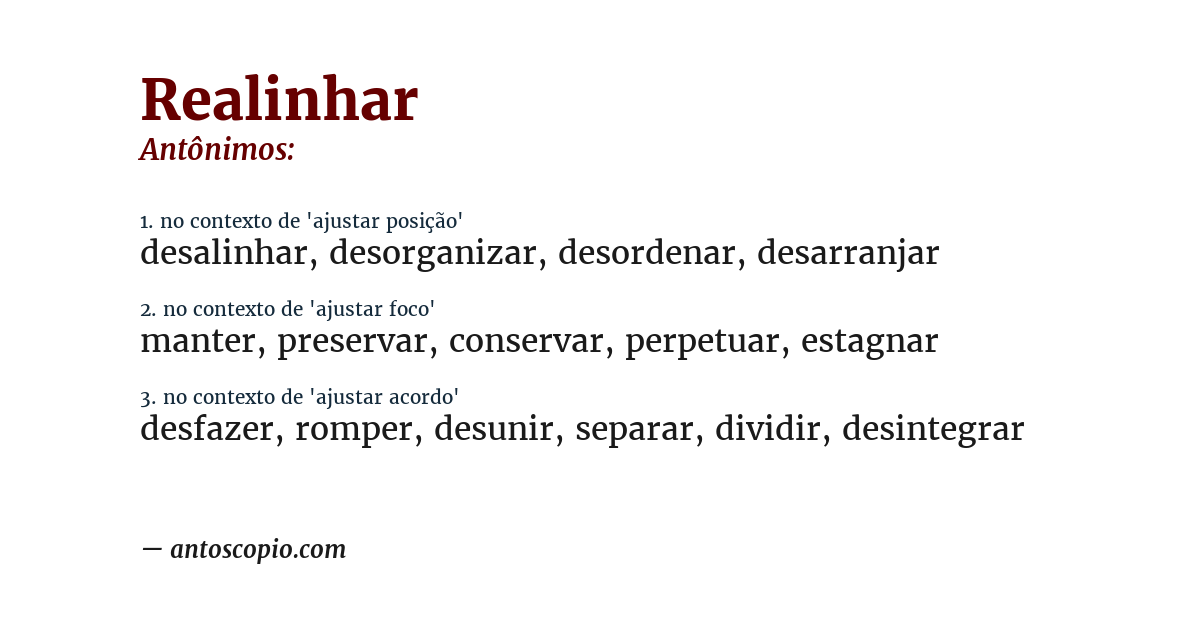 Antônimo de realinhar