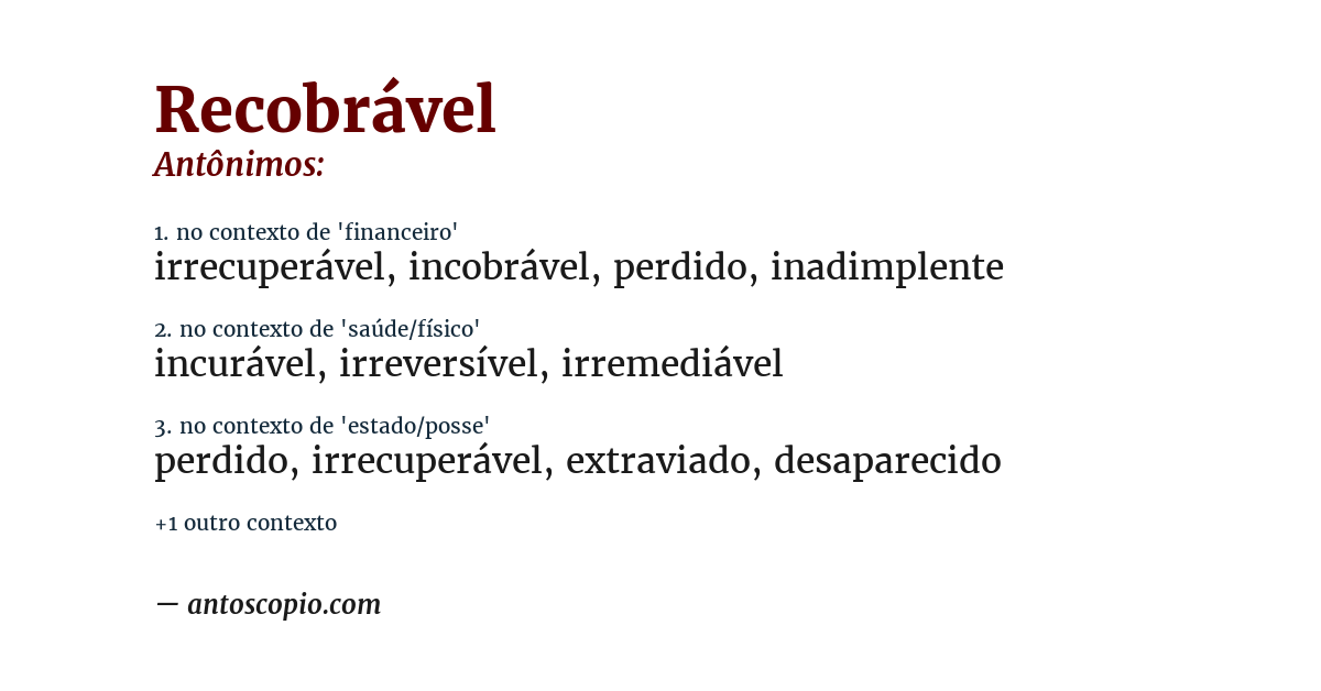 Antônimo de recobrável