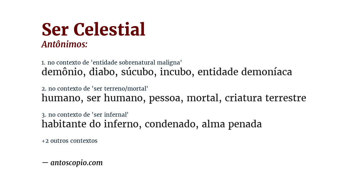 Antônimo de ser celestial