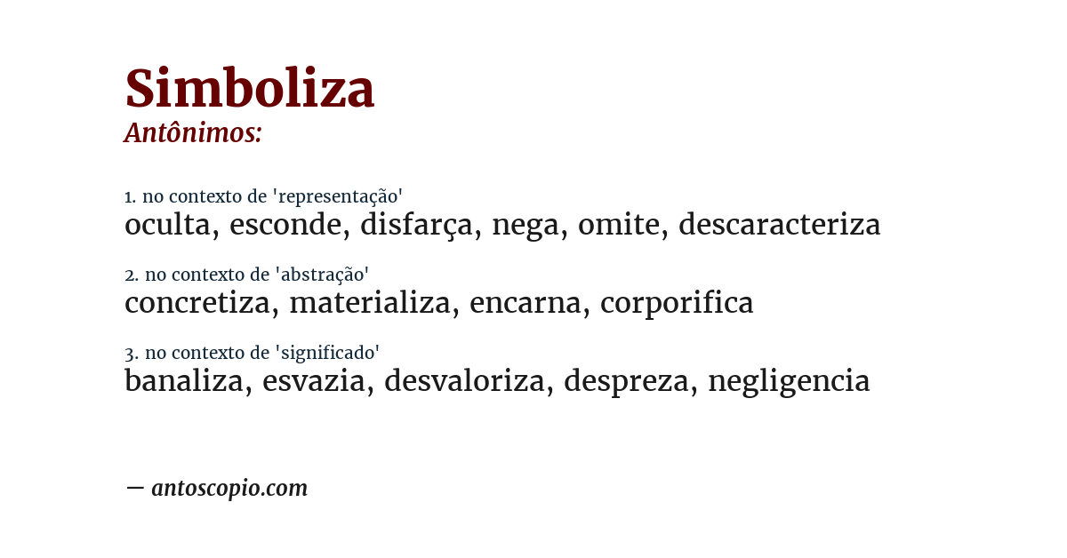Antônimo de simboliza