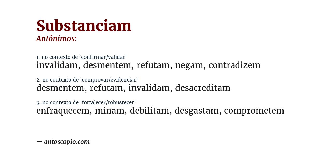 Antônimo de substanciam