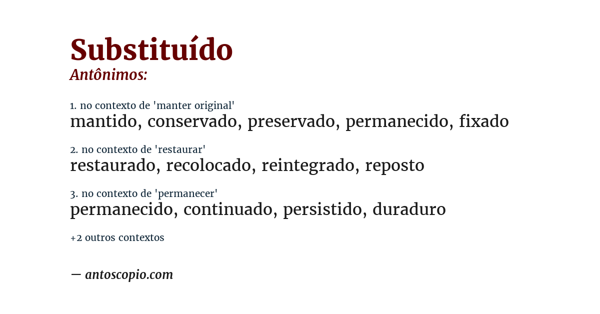 Antônimo de substituído