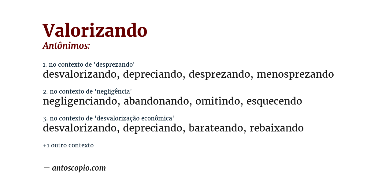 Antônimo de valorizando