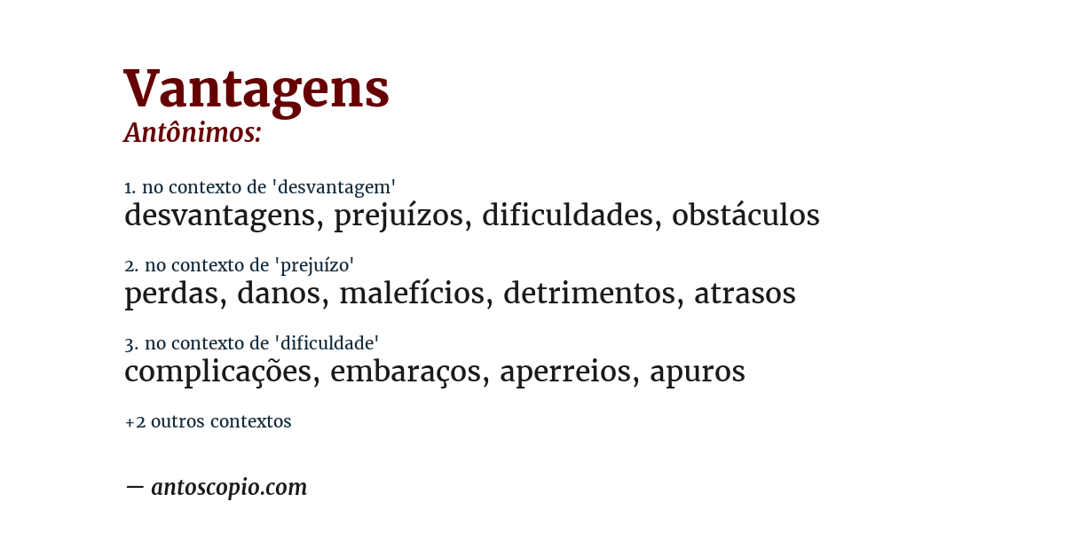Antônimo de vantagens