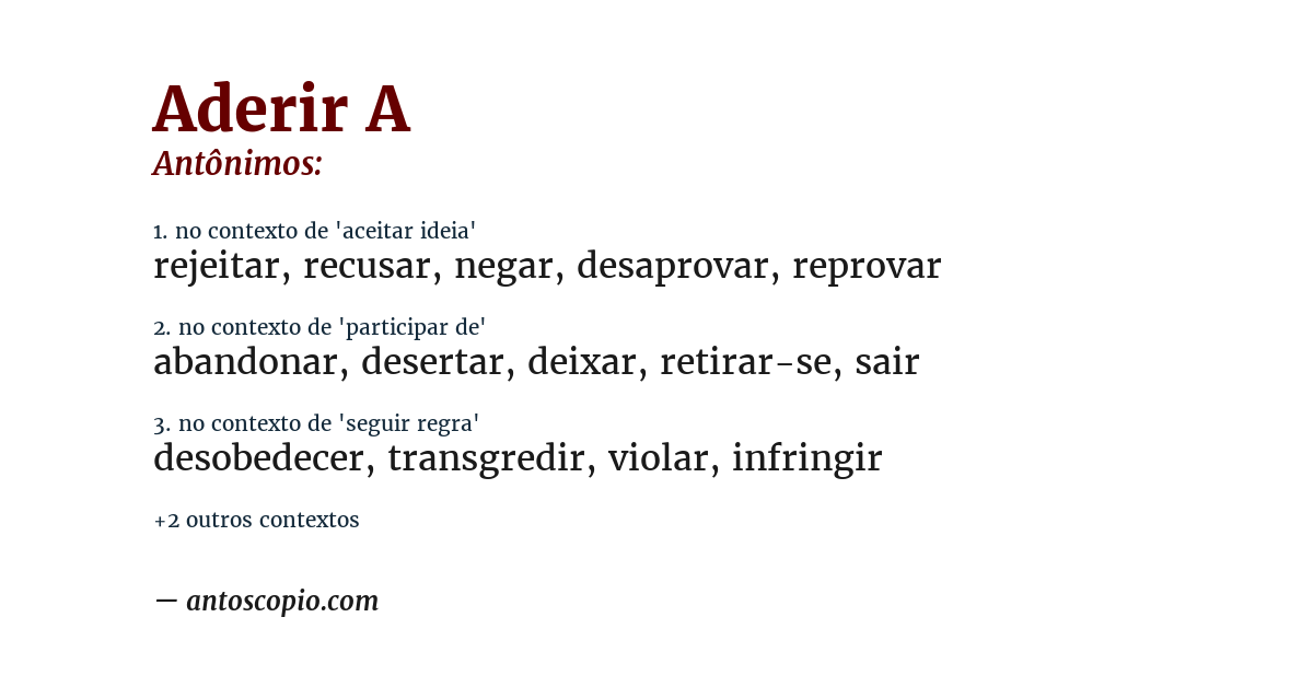 Antônimo de aderir a