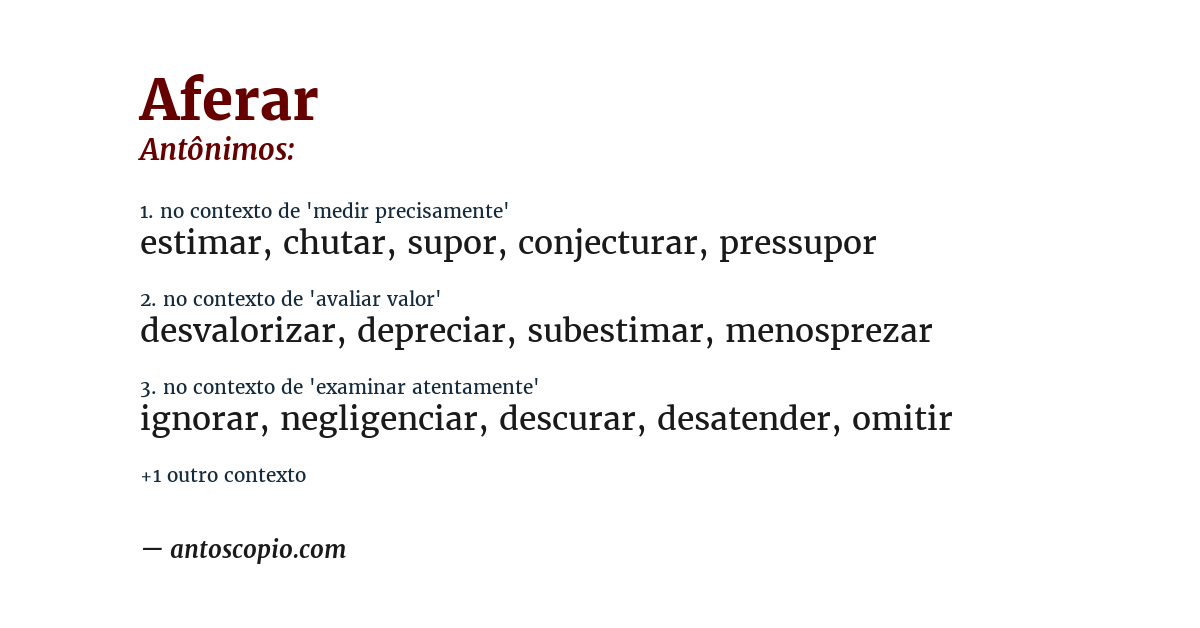 Antônimo de aferar