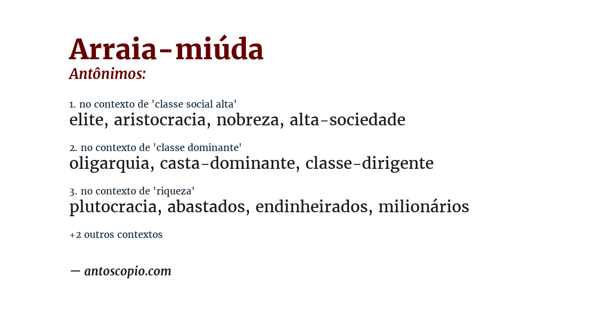 Antônimo de arraia-miúda