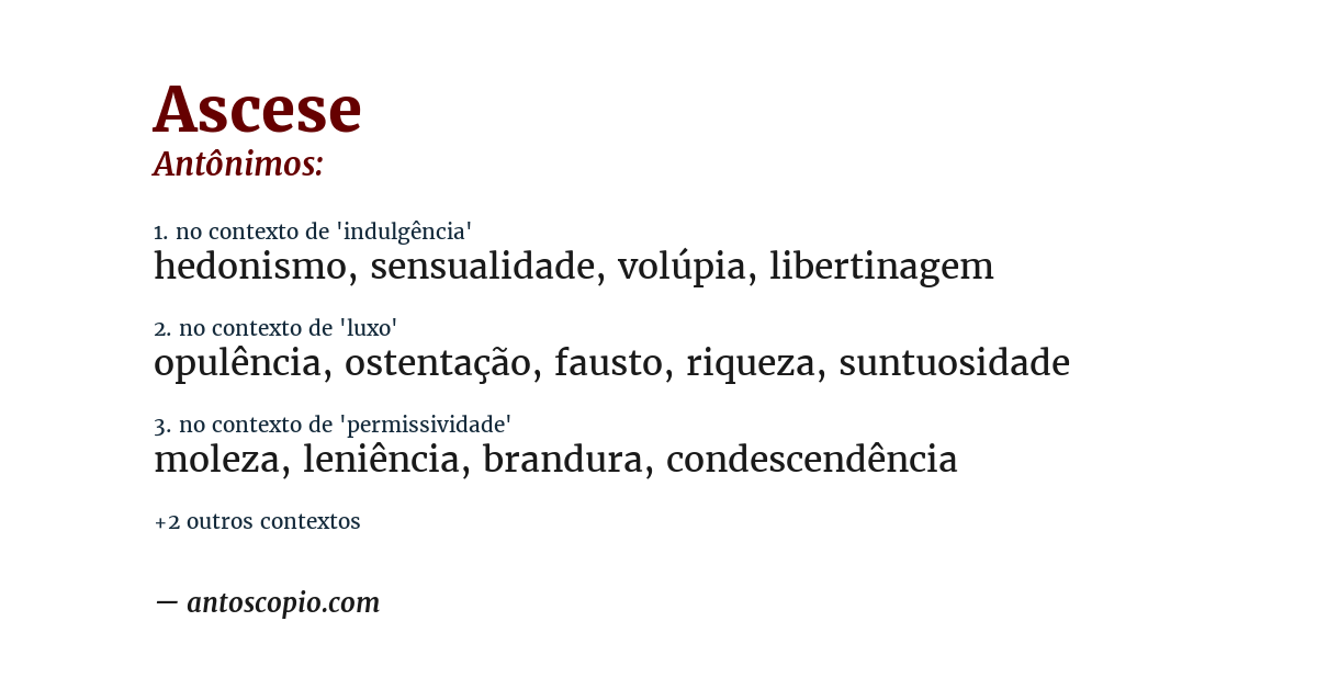 Antônimo de ascese