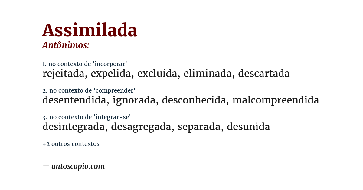 Antônimo de assimilada