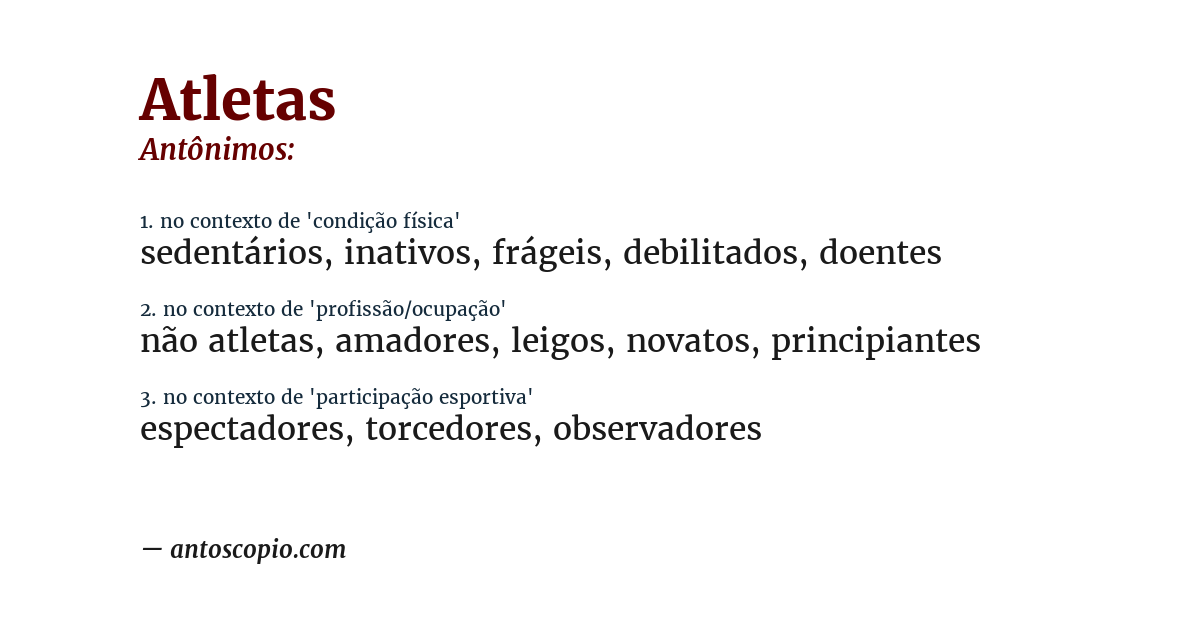 Antônimo de atletas