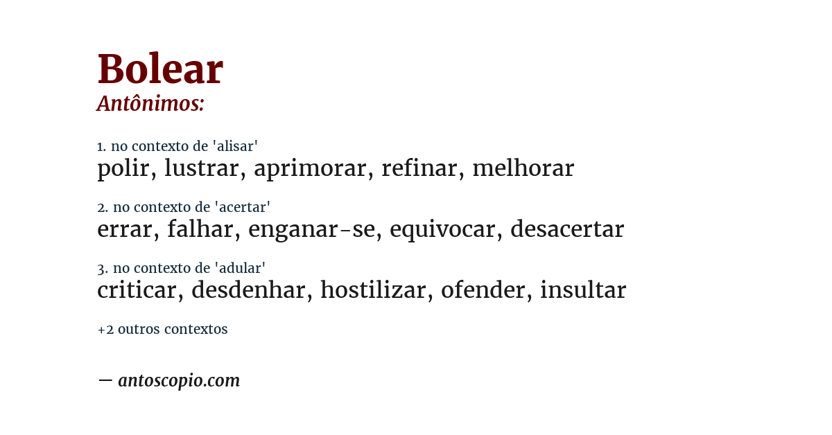Antônimo de bolear
