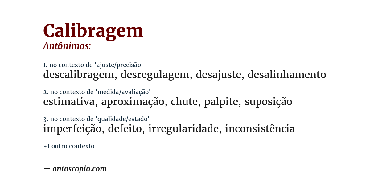 Antônimo de calibragem