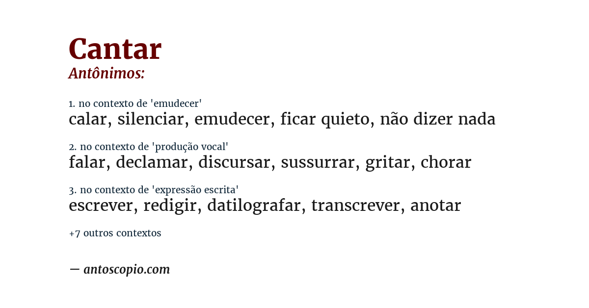 Antônimo de cantar
