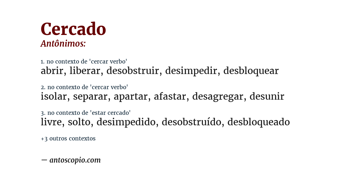 Antônimo de cercado