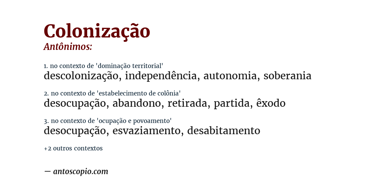 Antônimo de colonização