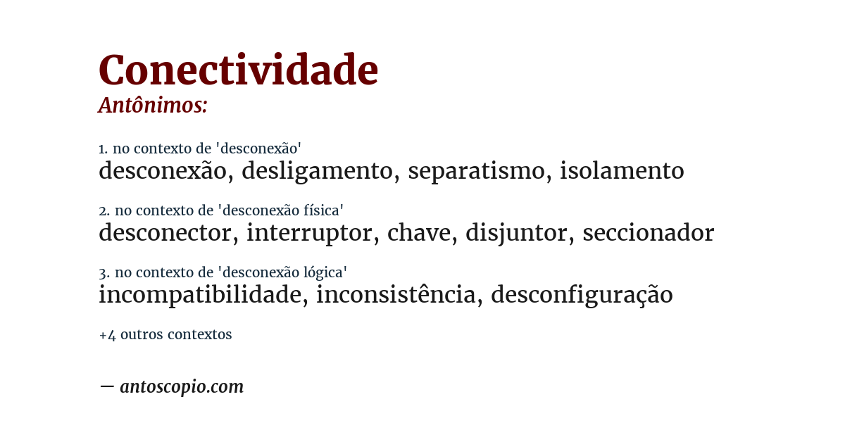 Antônimo de conectividade