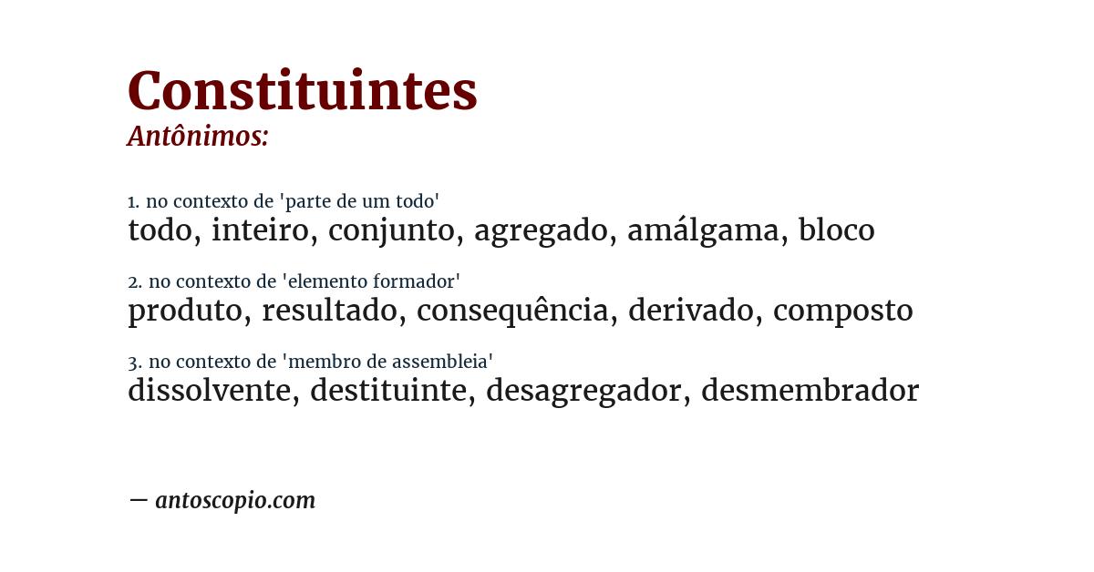 Antônimo de constituintes