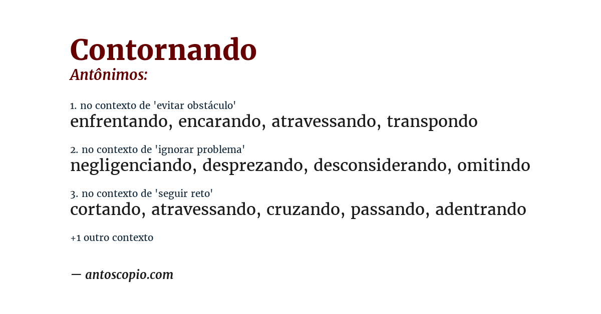 Antônimo de contornando