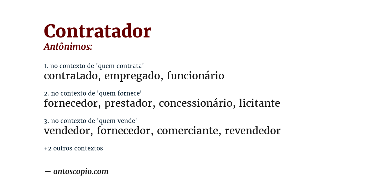 Antônimo de contratador
