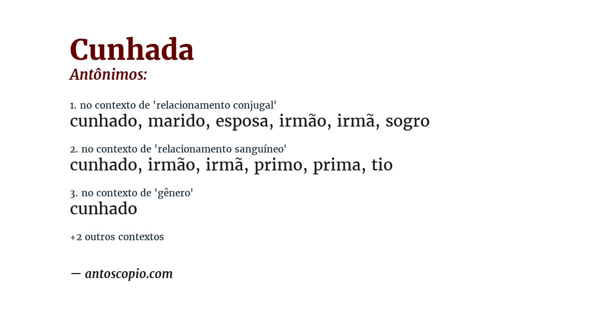 Antônimo de cunhada