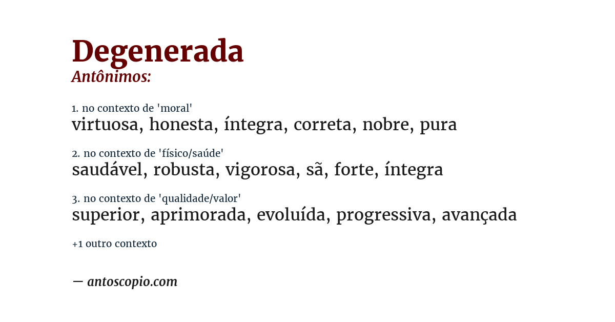 Antônimo de degenerada