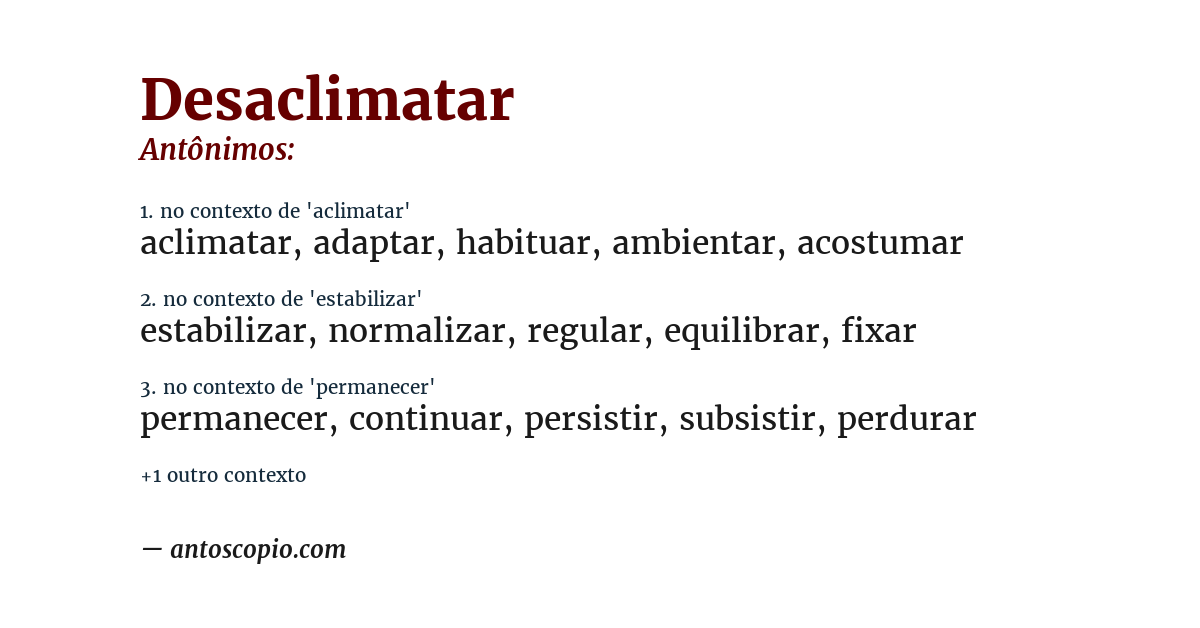 Antônimo de desaclimatar