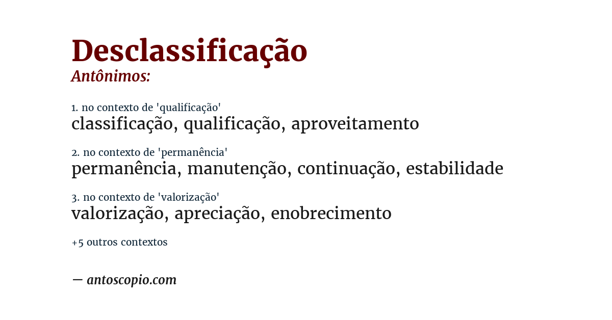 Antônimo de desclassificação