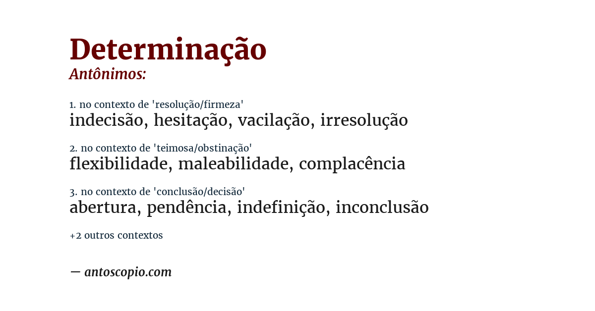 Antônimo de determinação