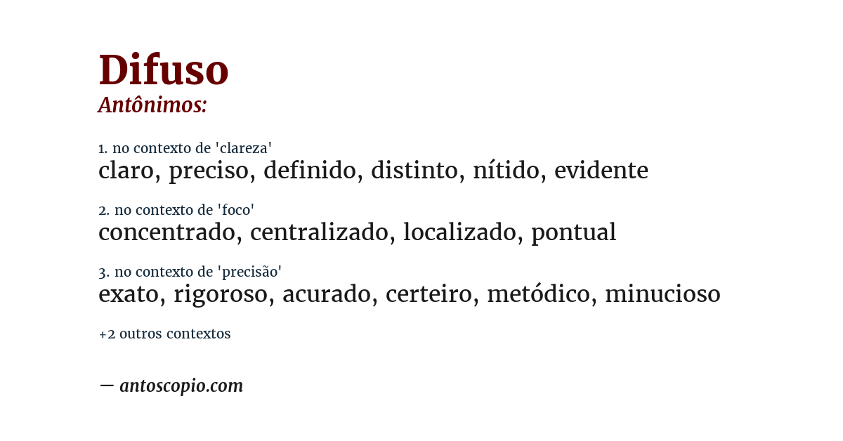 Antônimo de difuso