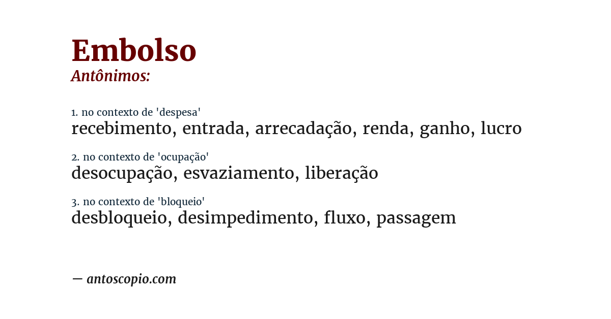 Antônimo de embolso