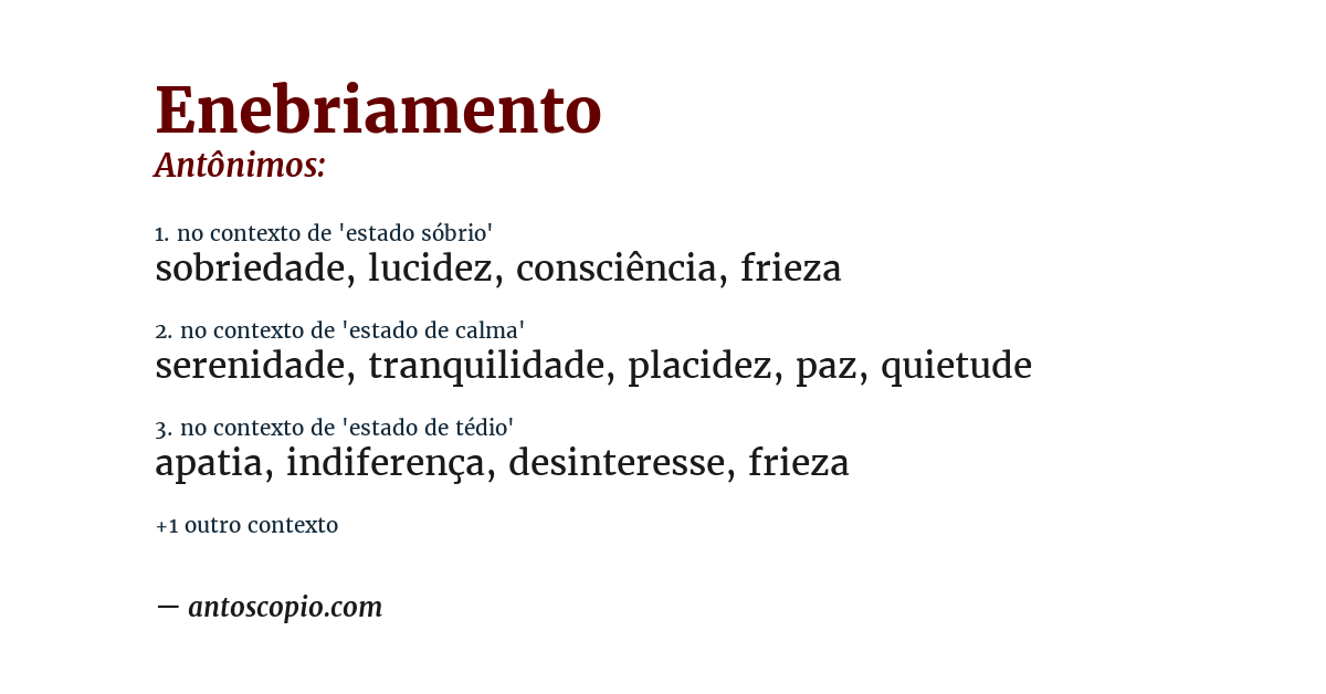 Antônimo de enebriamento