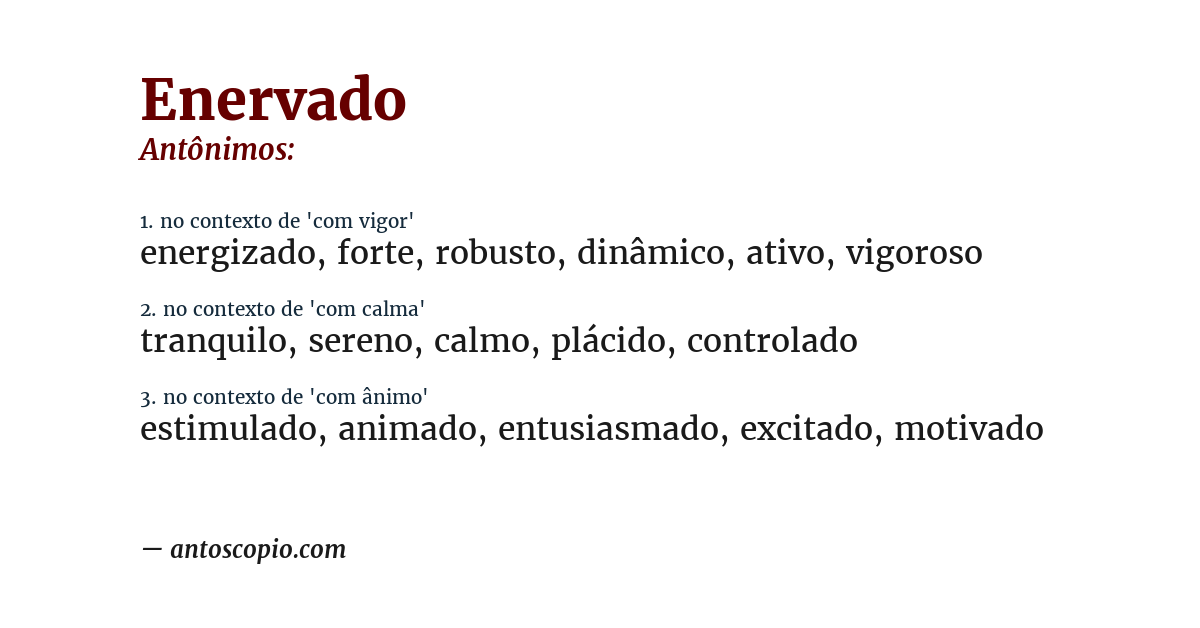 Antônimo de enervado
