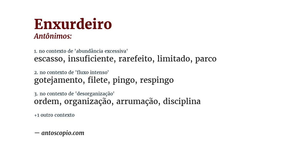 Antônimo de enxurdeiro