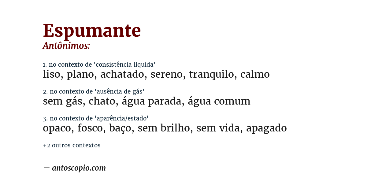 Antônimo de espumante