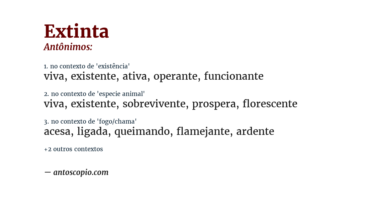 Antônimo de extinta
