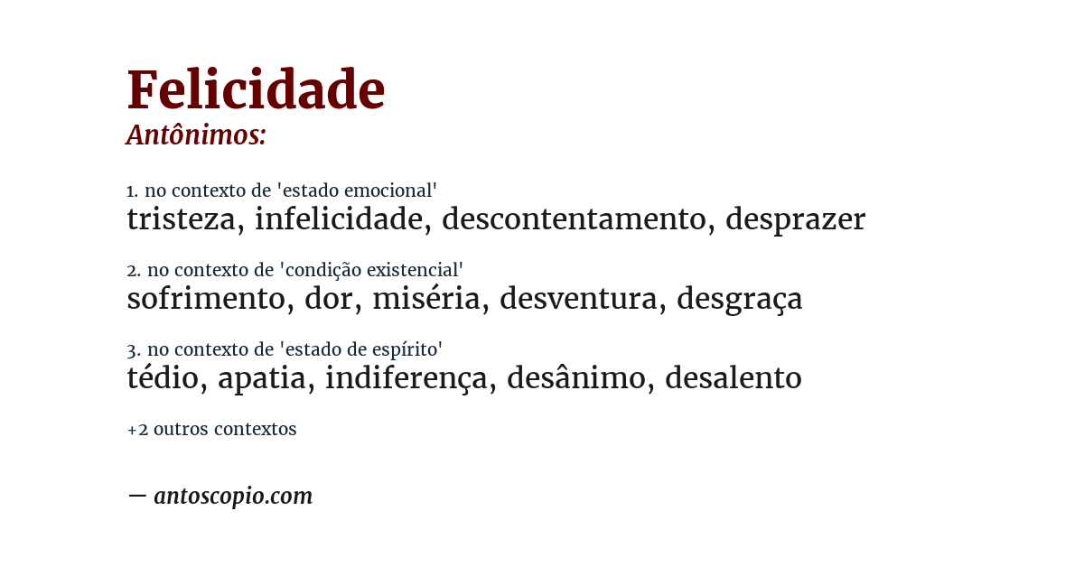 Antônimo de felicidade