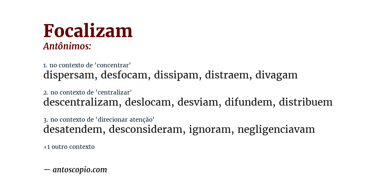Antônimo de focalizam