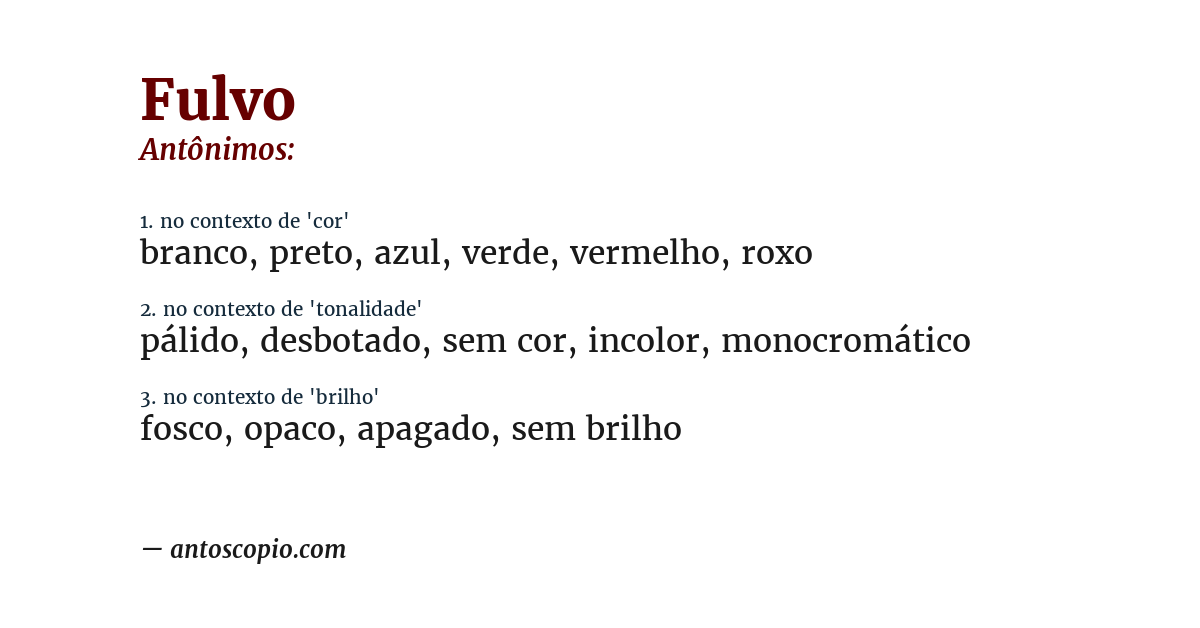 Antônimo de fulvo