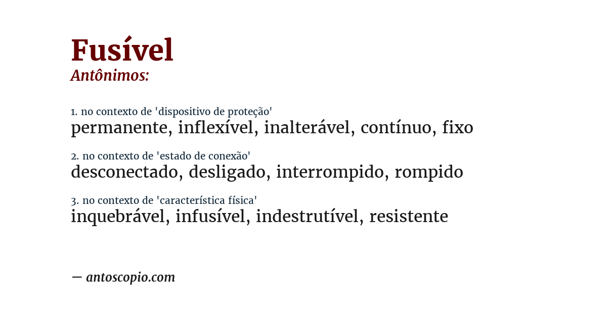 Antônimo de fusível