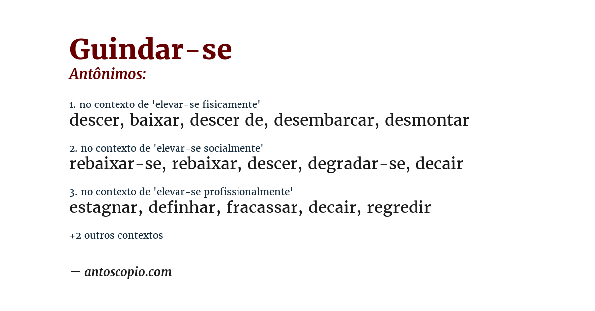 Antônimo de guindar-se