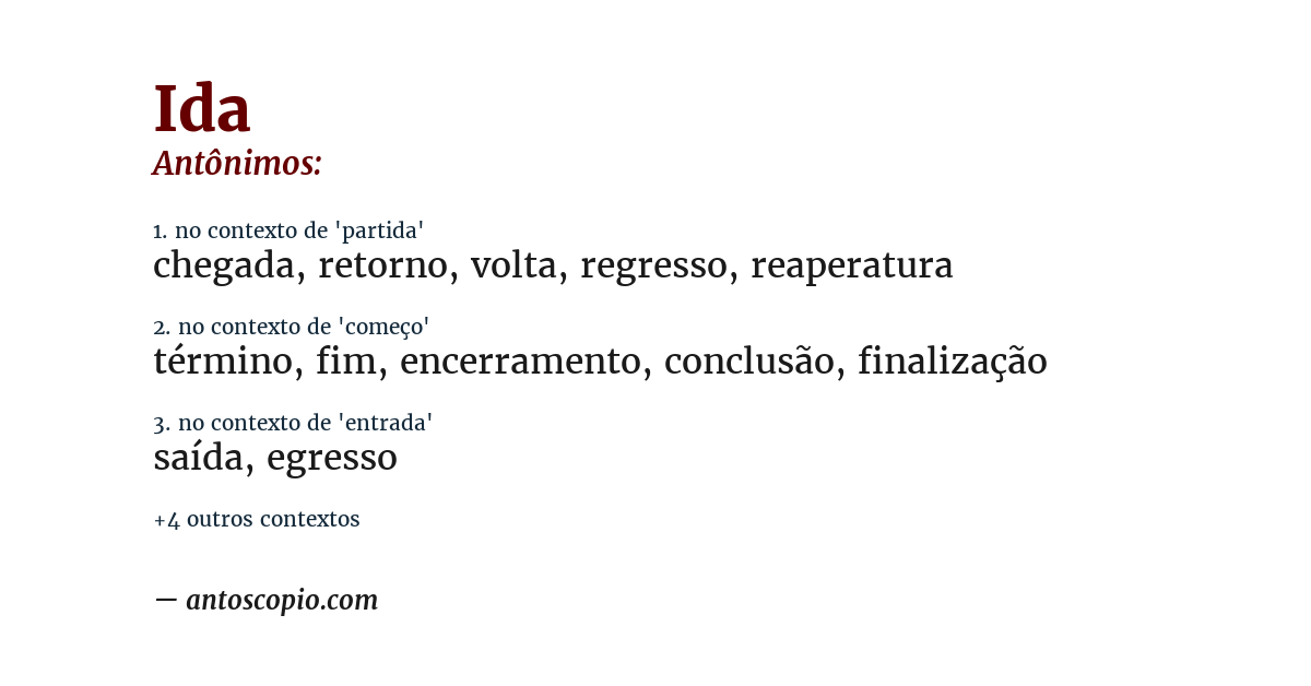 Antônimo de ida