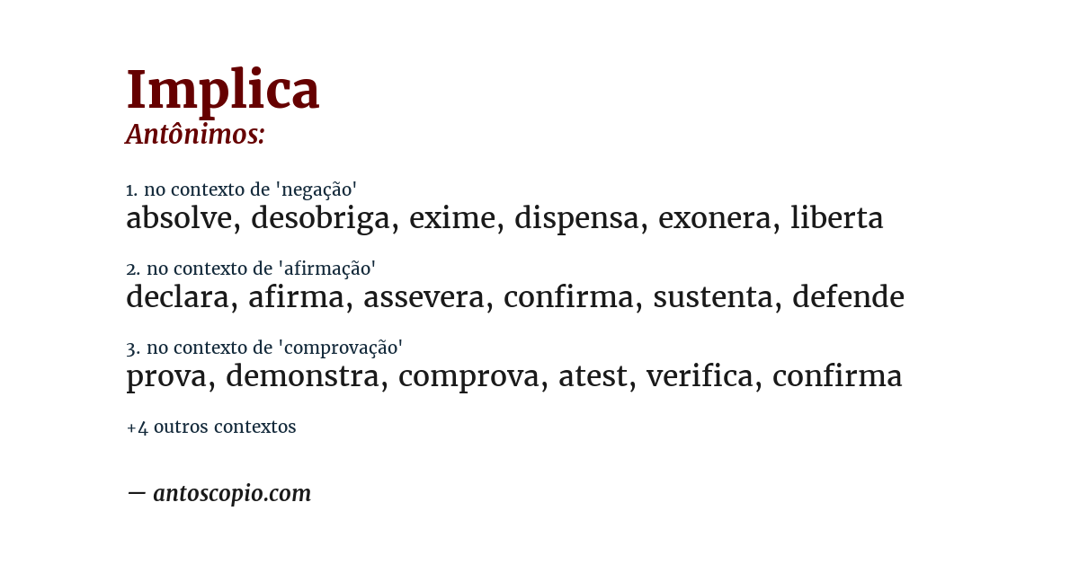 Antônimo de implica