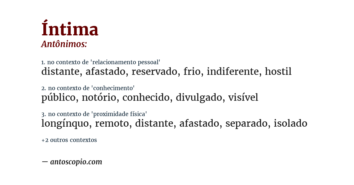 Antônimo de íntima