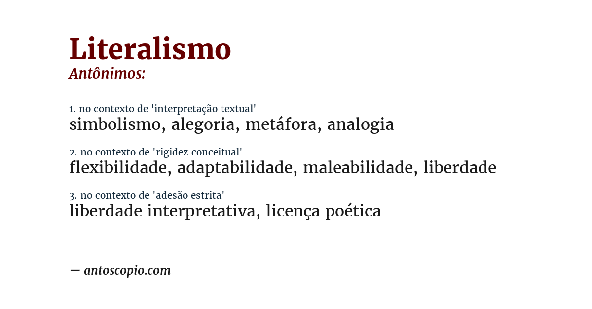 Antônimo de literalismo
