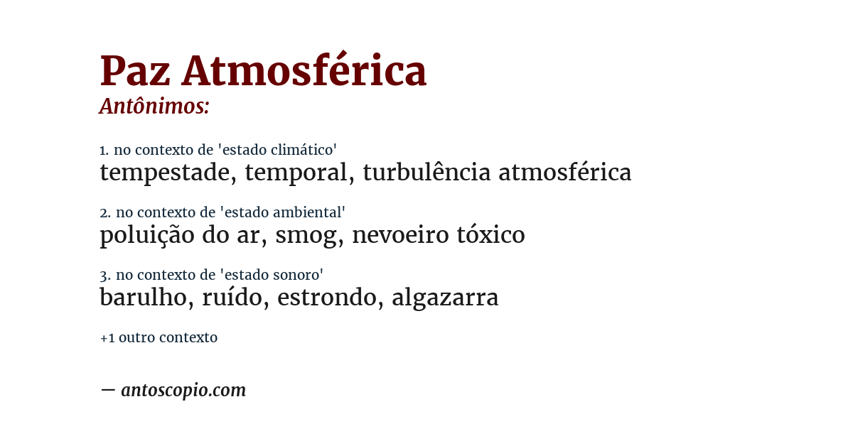 Antônimo de paz atmosférica