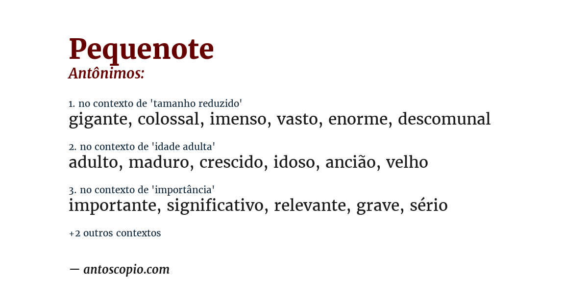Antônimo de pequenote