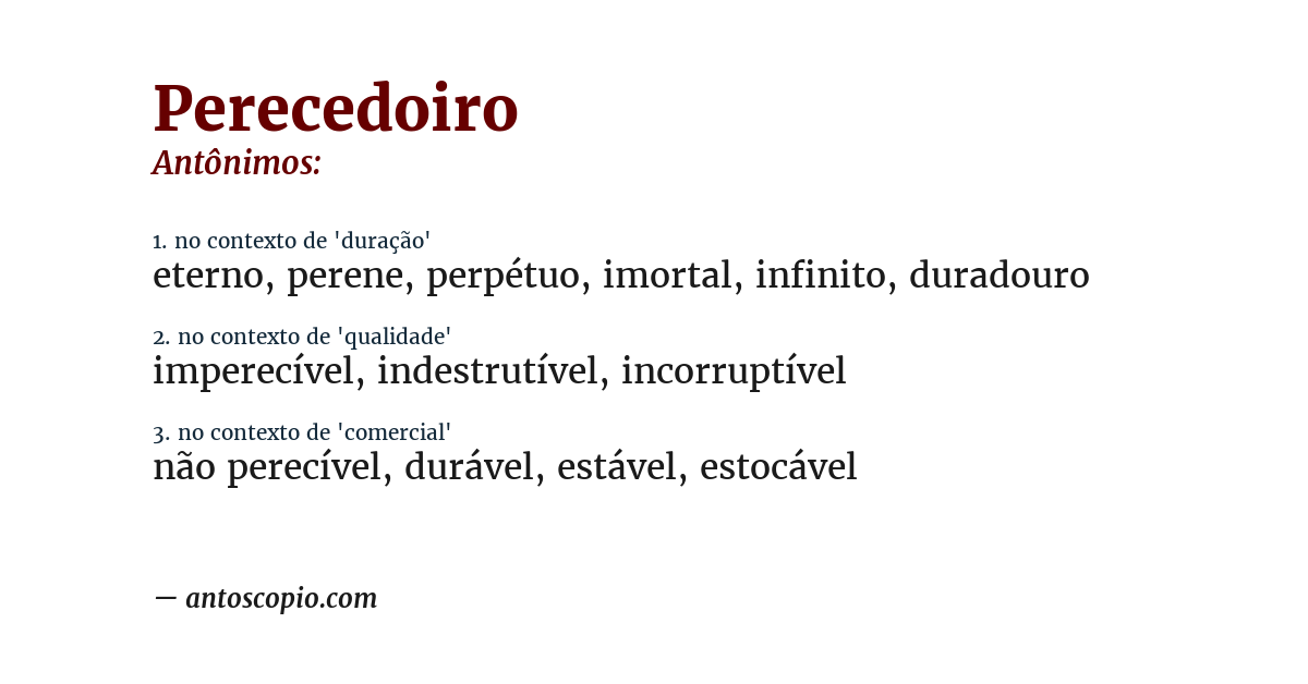 Antônimo de perecedoiro