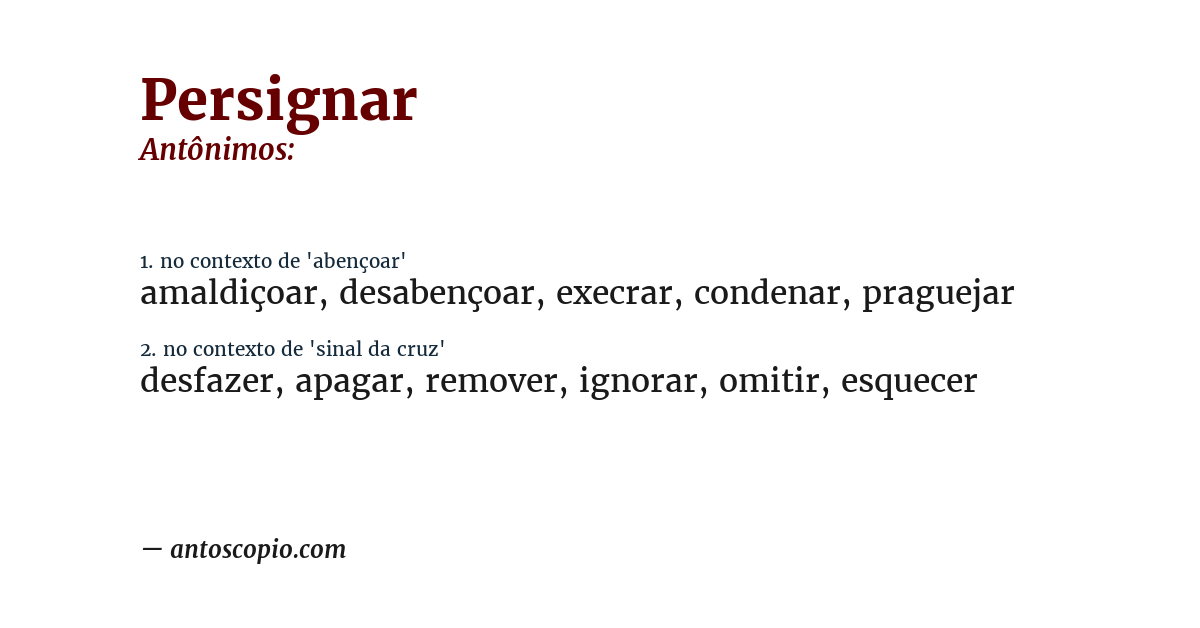 Antônimo de persignar