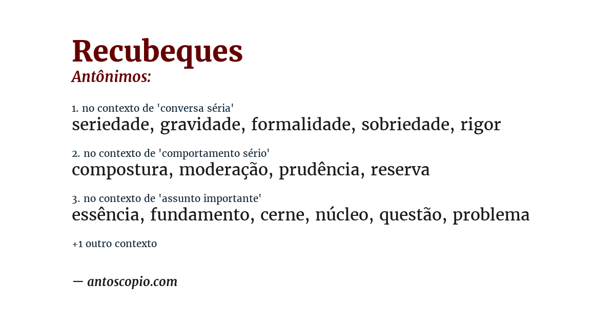 Antônimo de recubeques