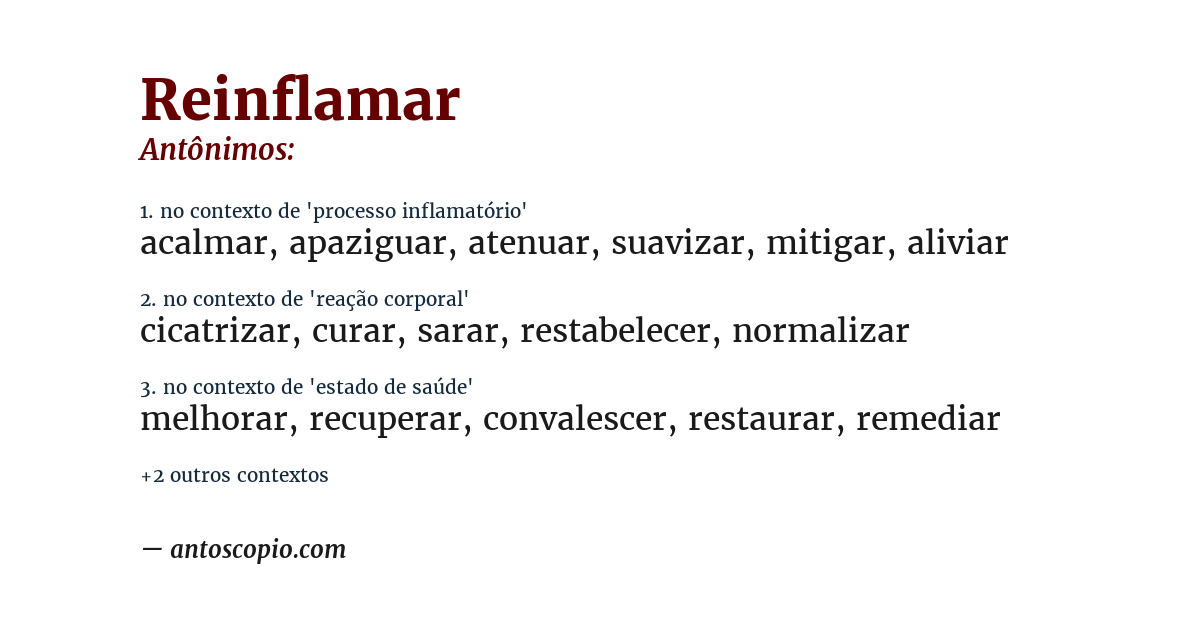 Antônimo de reinflamar